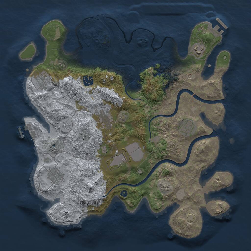 Rust Map: Procedural Map, Size: 3500, Seed: 1323826900, 14 Monuments