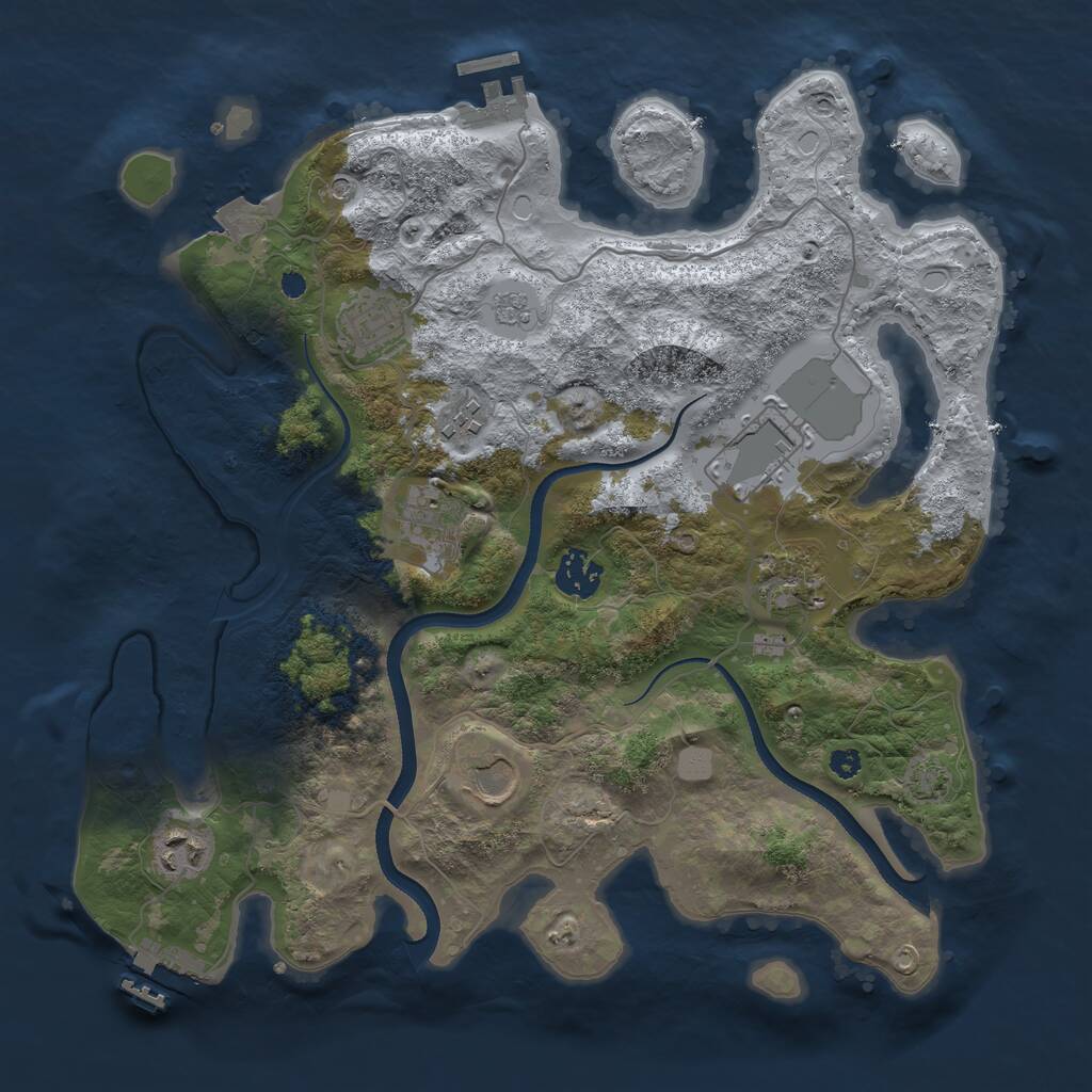Rust Map: Procedural Map, Size: 3500, Seed: 48291, 14 Monuments