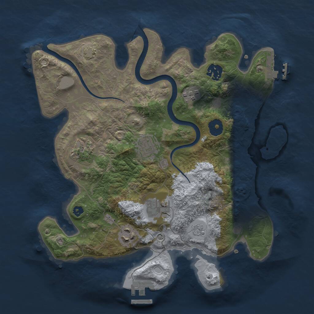 Rust Map: Procedural Map, Size: 3000, Seed: 82654, 12 Monuments