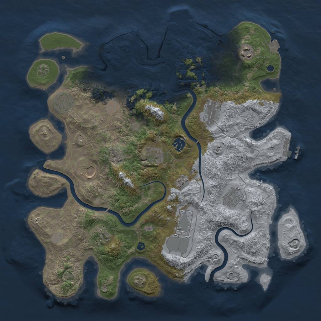 Rust Map: Procedural Map, Size: 3900, Seed: 372036010, 17 Monuments