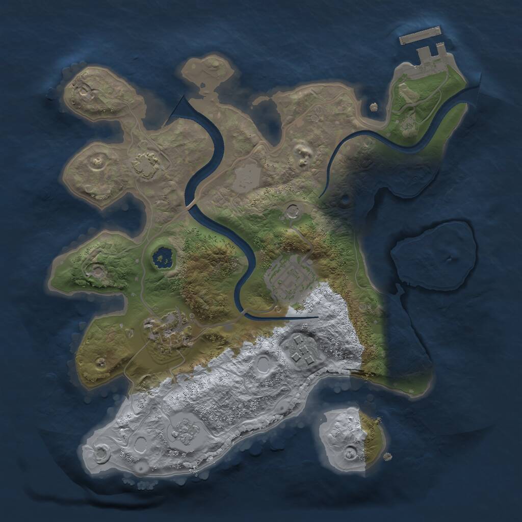 Rust Map: Procedural Map, Size: 2500, Seed: 91783, 8 Monuments