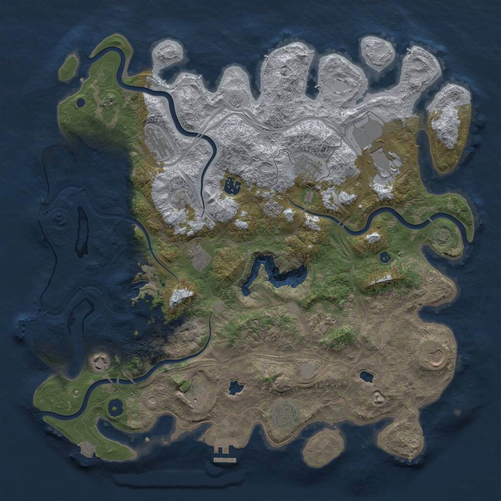 Rust Map: Procedural Map, Size: 4500, Seed: 1054376713, 17 Monuments