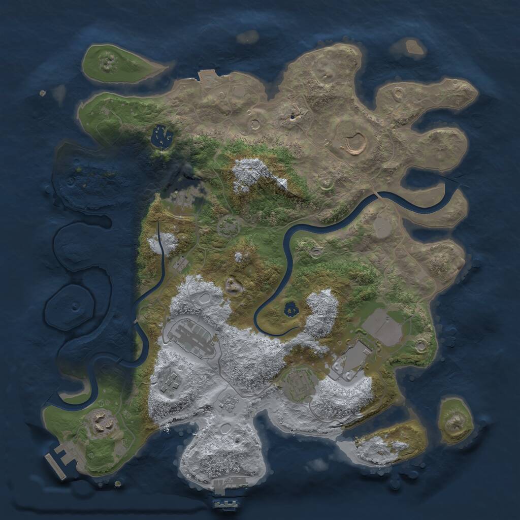 Rust Map: Procedural Map, Size: 3500, Seed: 338394107, 14 Monuments