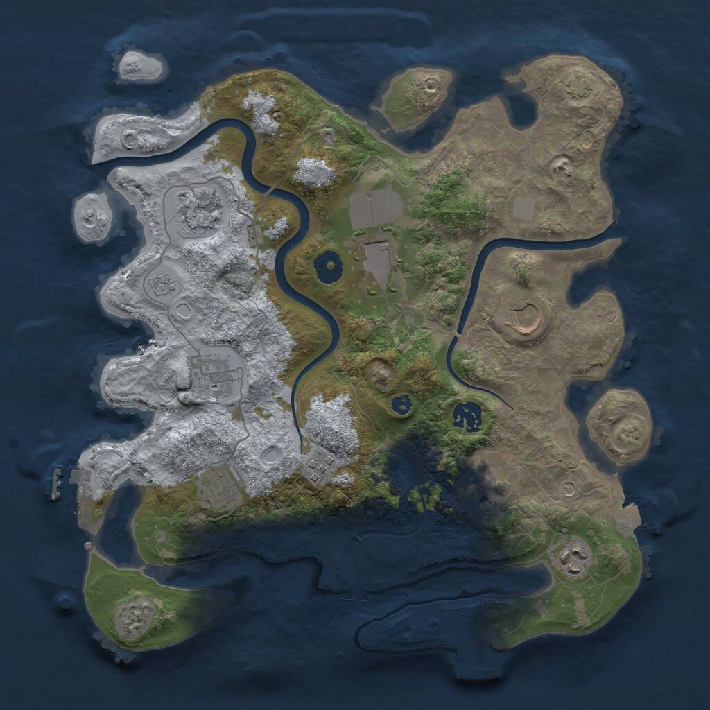 Rust Map: Procedural Map, Size: 3500, Seed: 834271820, 15 Monuments