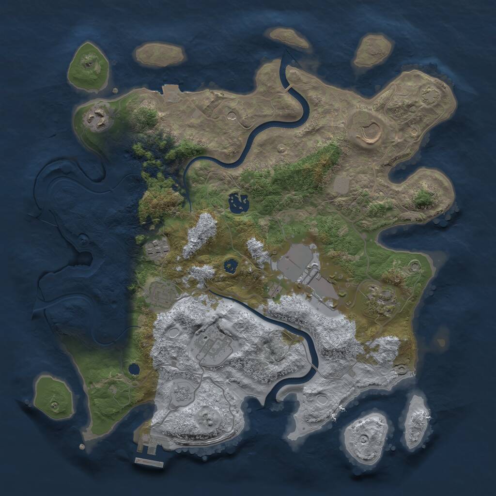 Rust Map: Procedural Map, Size: 3500, Seed: 616851651, 13 Monuments