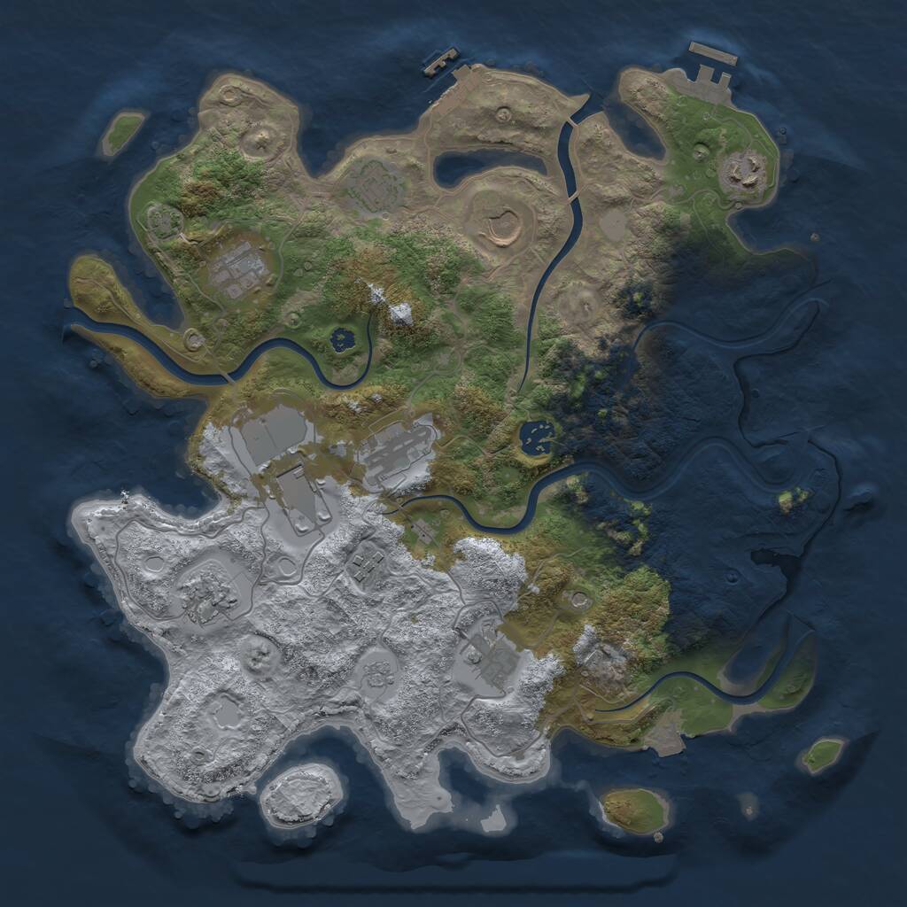 Rust Map: Procedural Map, Size: 3750, Seed: 555666777, 16 Monuments