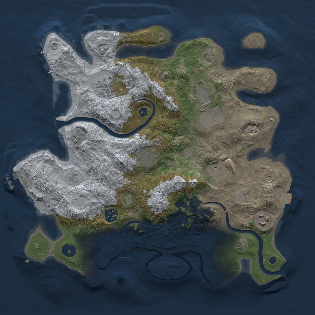 Rust Map: Procedural Map, Size: 3500, Seed: 1857169251, 13 Monuments