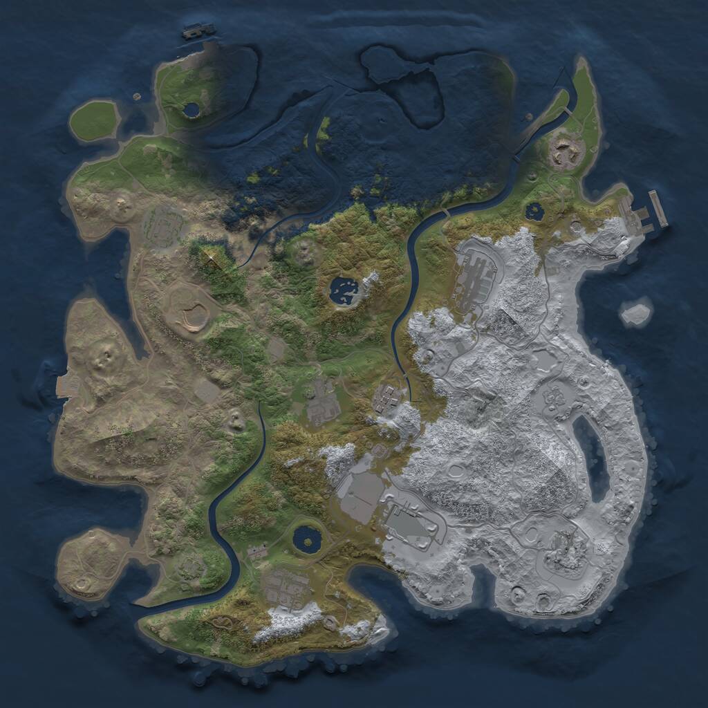 Rust Map: Procedural Map, Size: 3750, Seed: 176378017, 16 Monuments