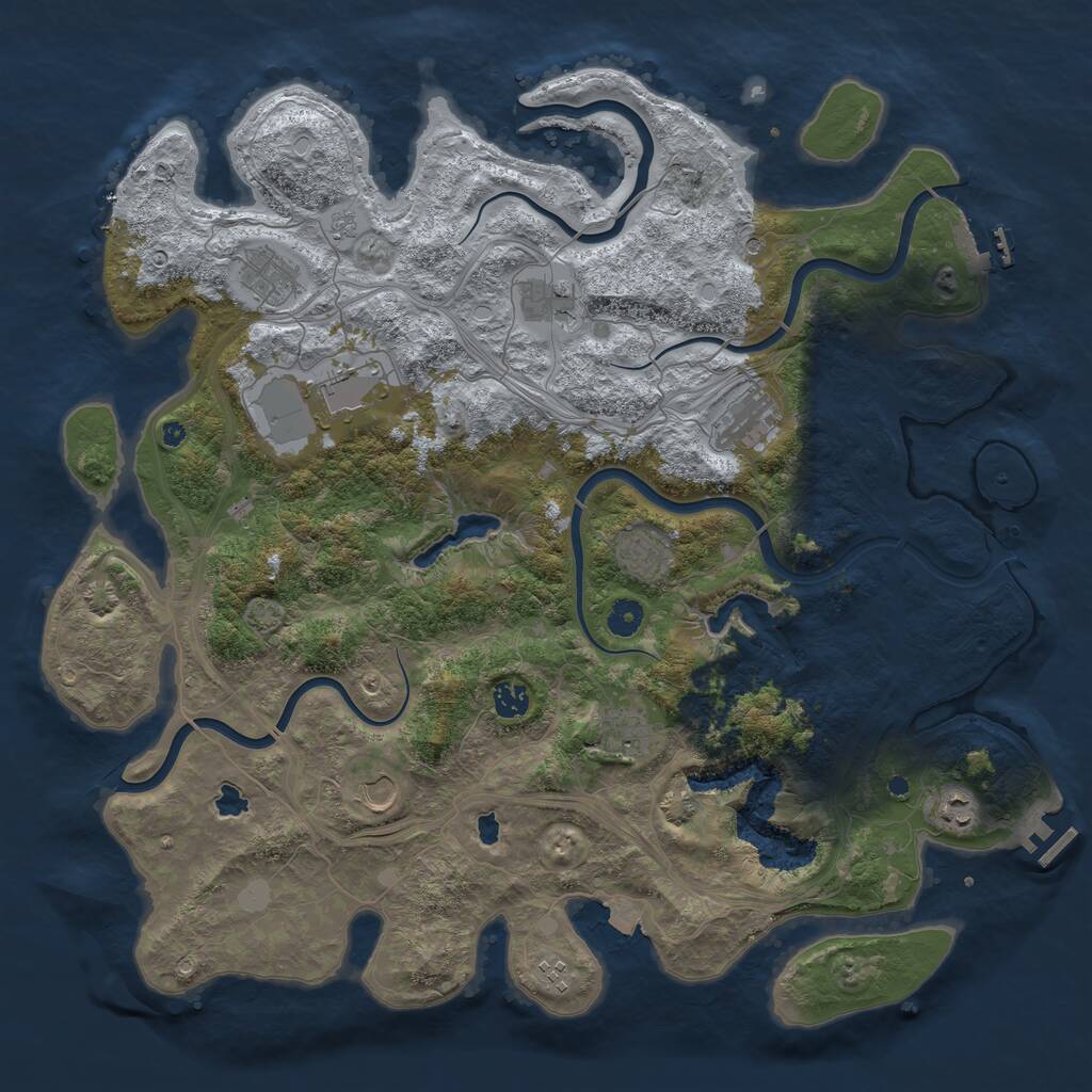 Rust Map: Procedural Map, Size: 4500, Seed: 943389, 16 Monuments