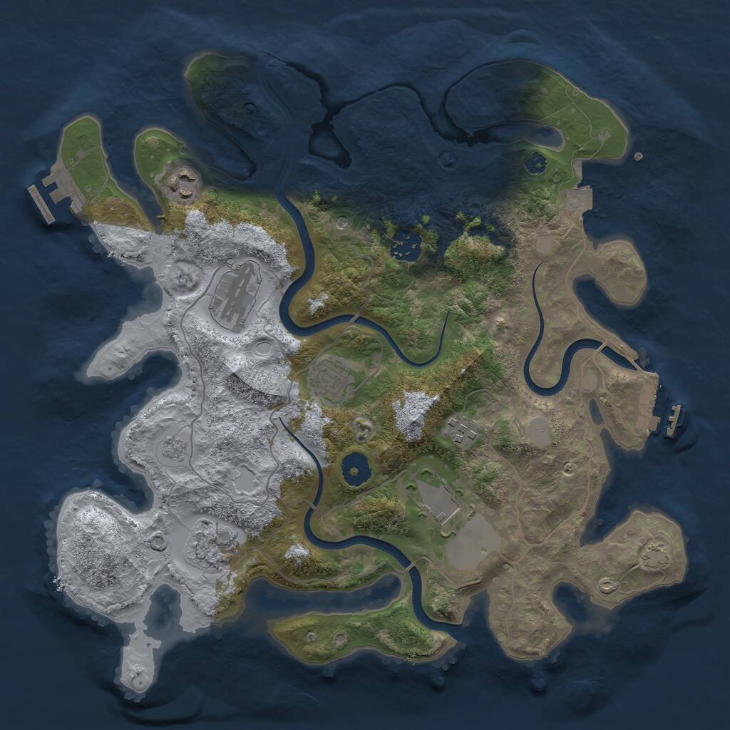 Rust Map: Procedural Map, Size: 3500, Seed: 250955690, 13 Monuments
