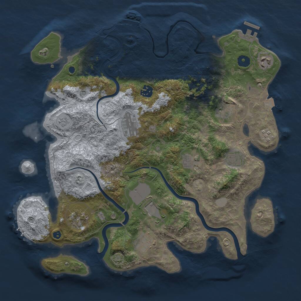 Rust Map: Procedural Map, Size: 3700, Seed: 1453688669, 16 Monuments
