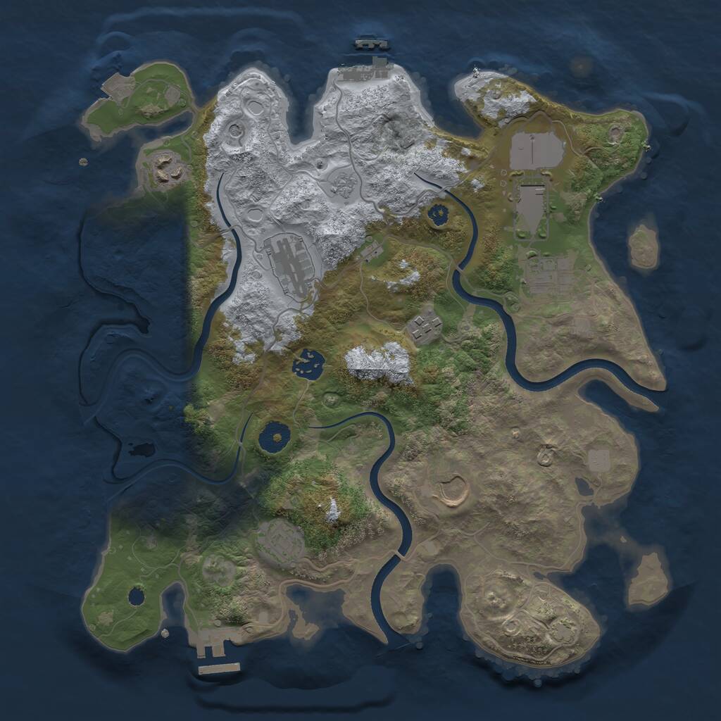 Rust Map: Procedural Map, Size: 3500, Seed: 1051790665, 14 Monuments