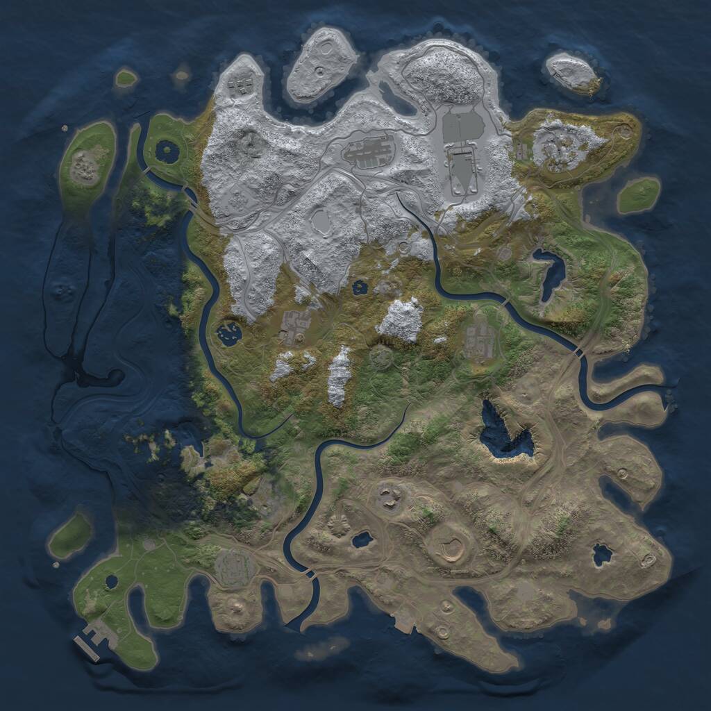 Rust Map: Procedural Map, Size: 4500, Seed: 1000435672, 16 Monuments