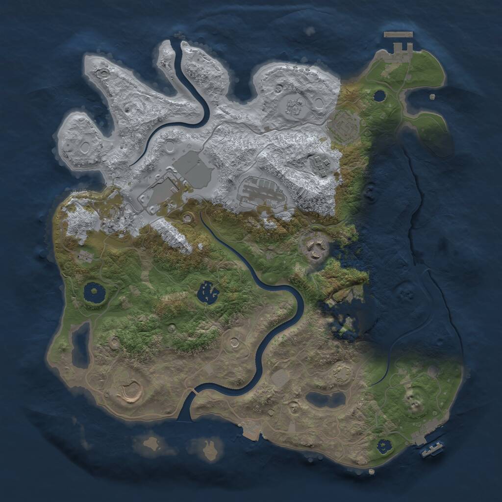 Rust Map: Procedural Map, Size: 3500, Seed: 1366303608, 15 Monuments