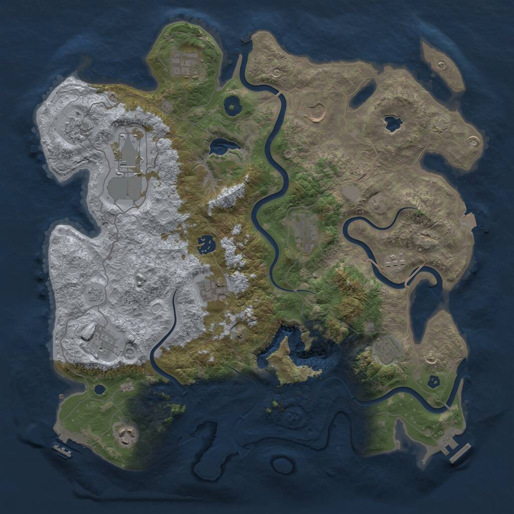 Rust Map: Procedural Map, Size: 4050, Seed: 323131597, 17 Monuments