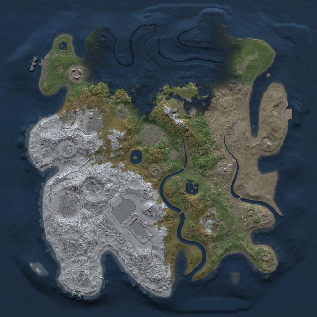 Rust Map: Procedural Map, Size: 3500, Seed: 585345336, 15 Monuments