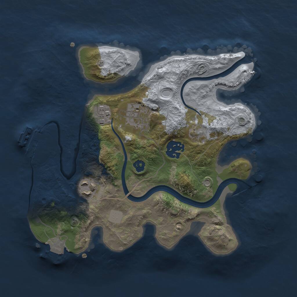 Rust Map: Procedural Map, Size: 2500, Seed: 48291, 6 Monuments