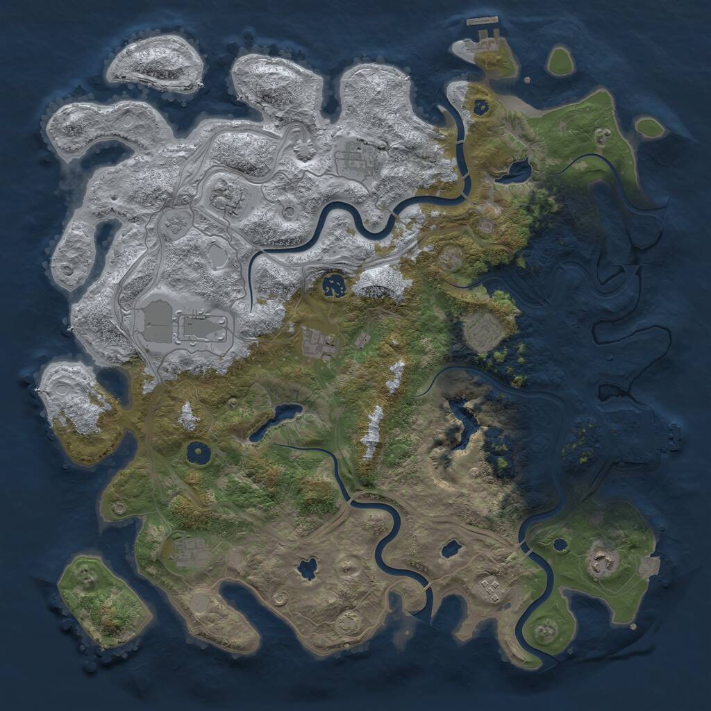 Rust Map: Procedural Map, Size: 4500, Seed: 1323768217, 15 Monuments