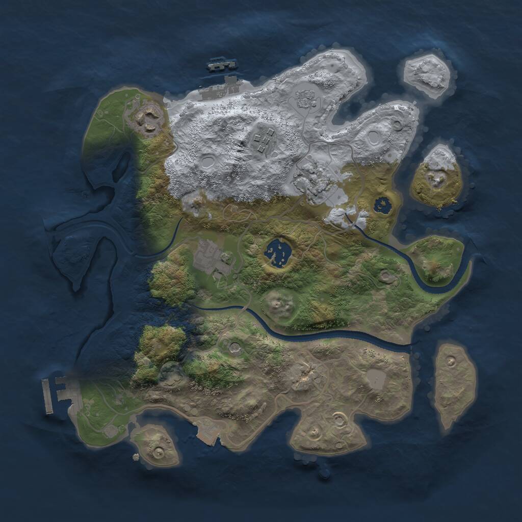 Rust Map: Procedural Map, Size: 3000, Seed: 593817204, 11 Monuments