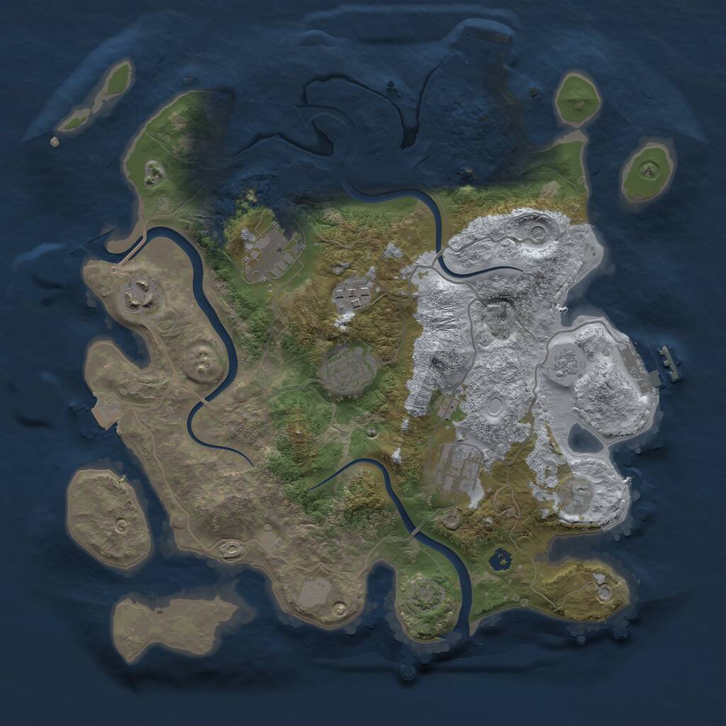 Rust Map: Procedural Map, Size: 3250, Seed: 481150472, 11 Monuments