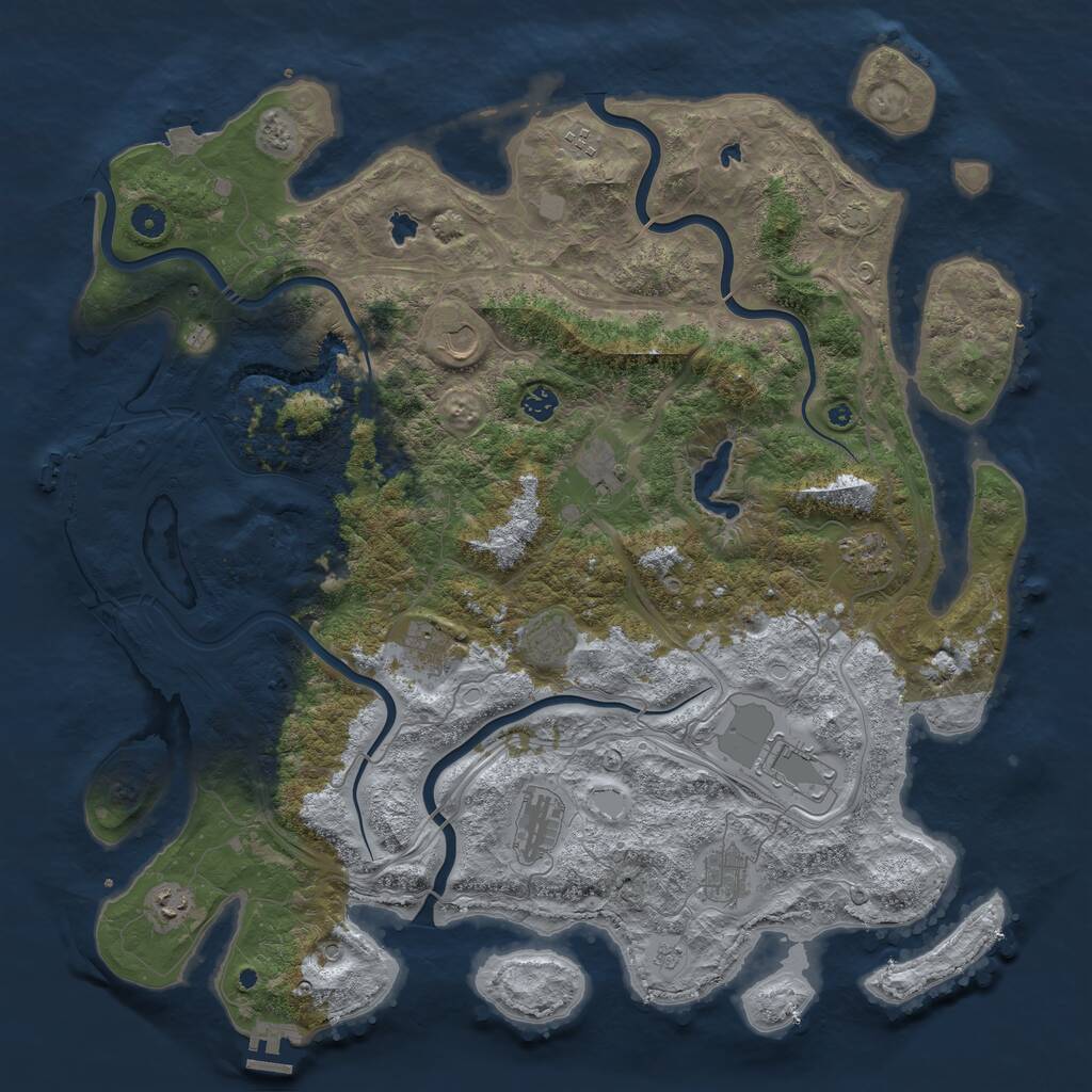 Rust Map: Procedural Map, Size: 4800, Seed: 1355366951, 17 Monuments