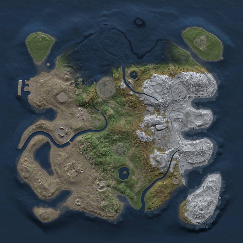 Rust Map: Procedural Map, Size: 3000, Seed: 19411, 10 Monuments