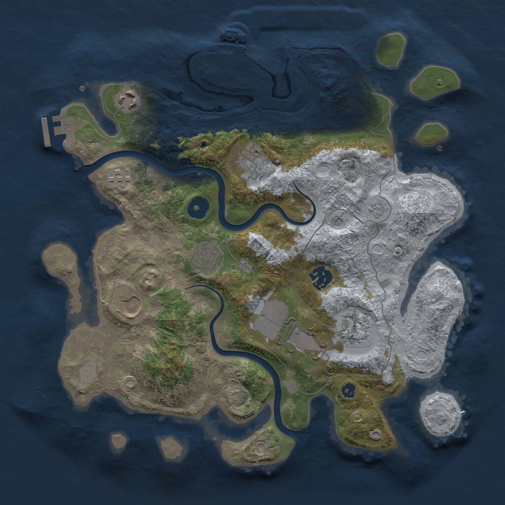 Rust Map: Procedural Map, Size: 3500, Seed: 1738420670, 14 Monuments