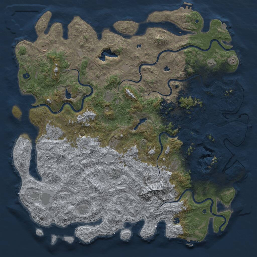 Rust Map: Procedural Map, Size: 6000, Seed: 334383278, 17 Monuments