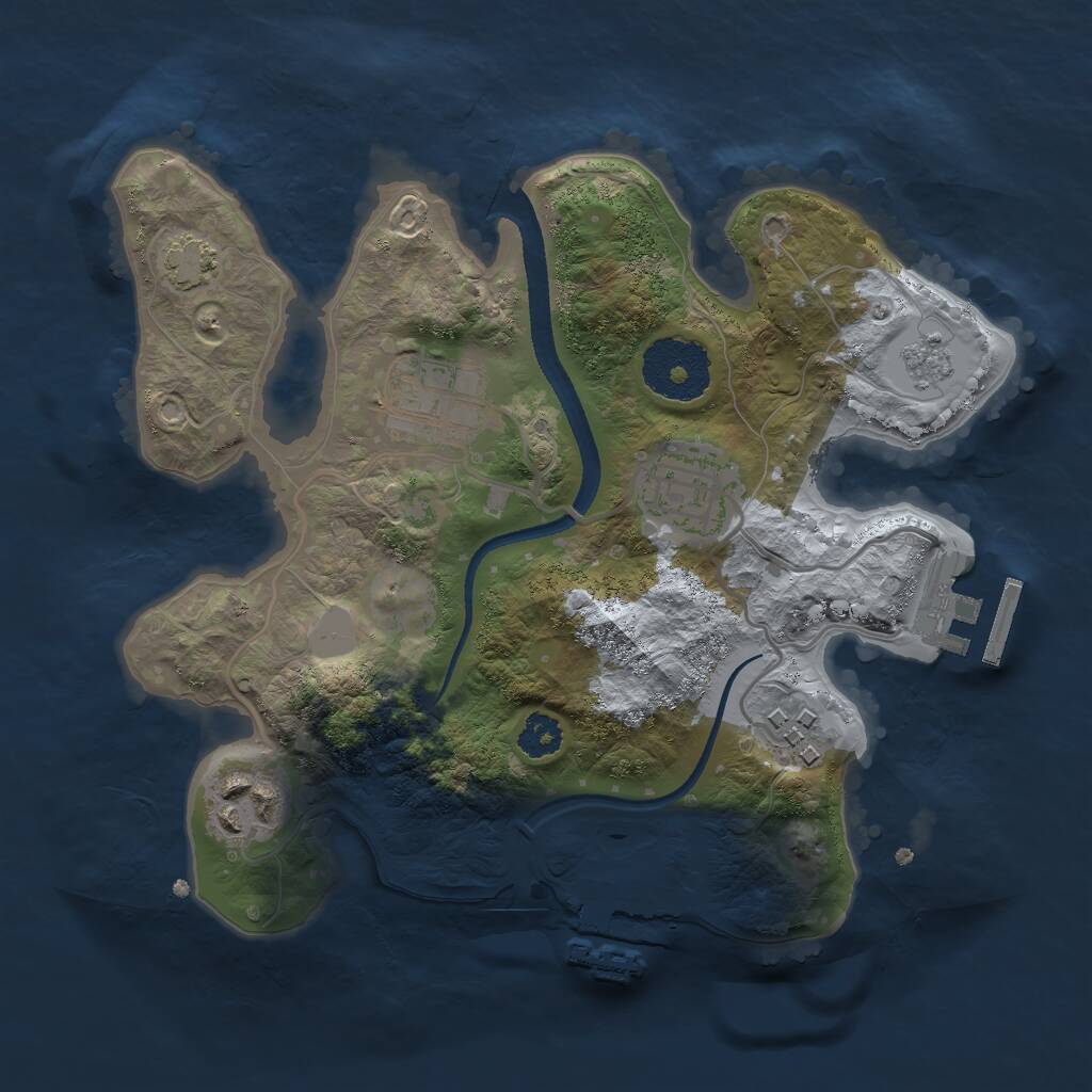 Rust Map: Procedural Map, Size: 2499, Seed: 1516992397, 9 Monuments