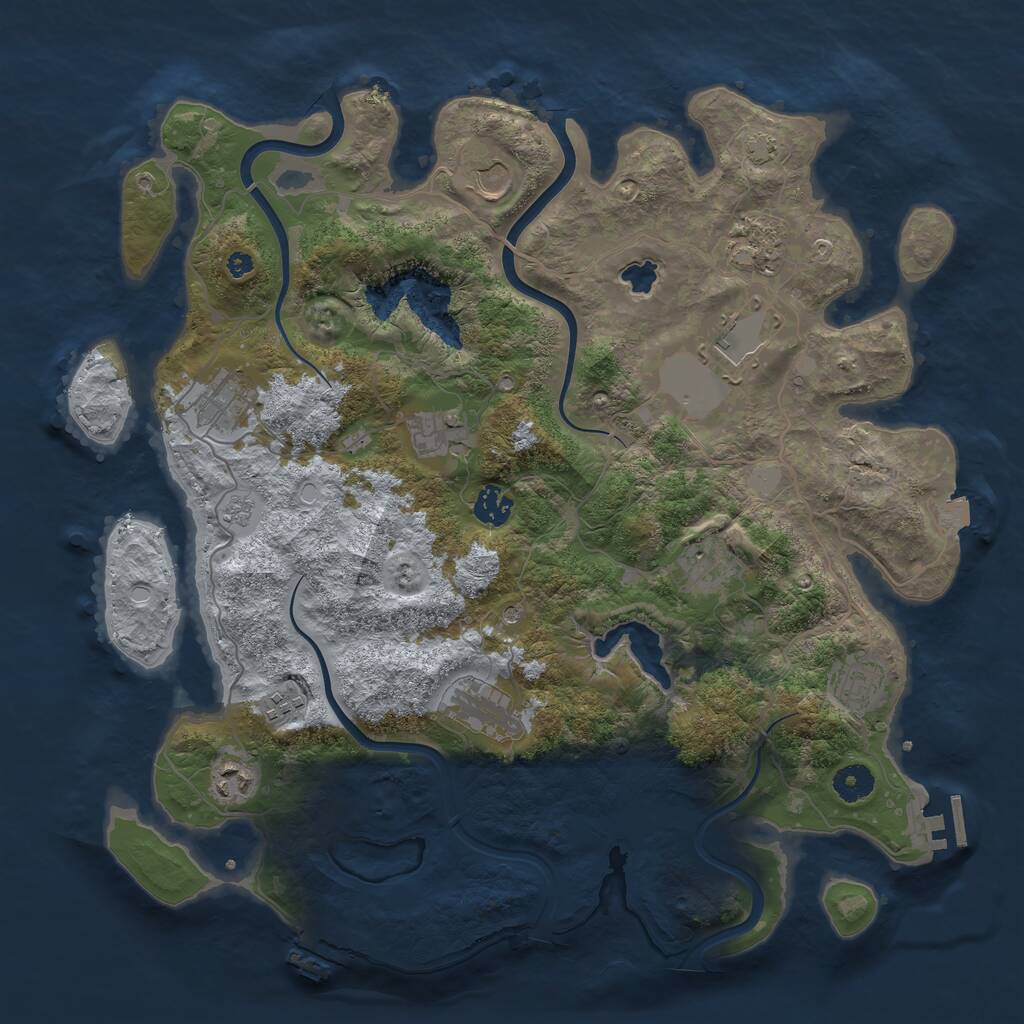 Rust Map: Procedural Map, Size: 4000, Seed: 98734, 17 Monuments
