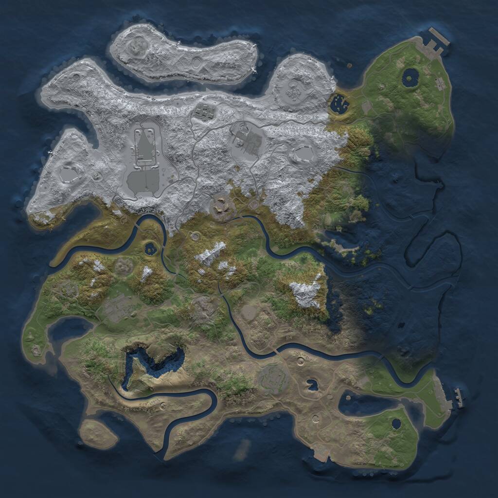 Rust Map: Procedural Map, Size: 4100, Seed: 1252233905, 13 Monuments