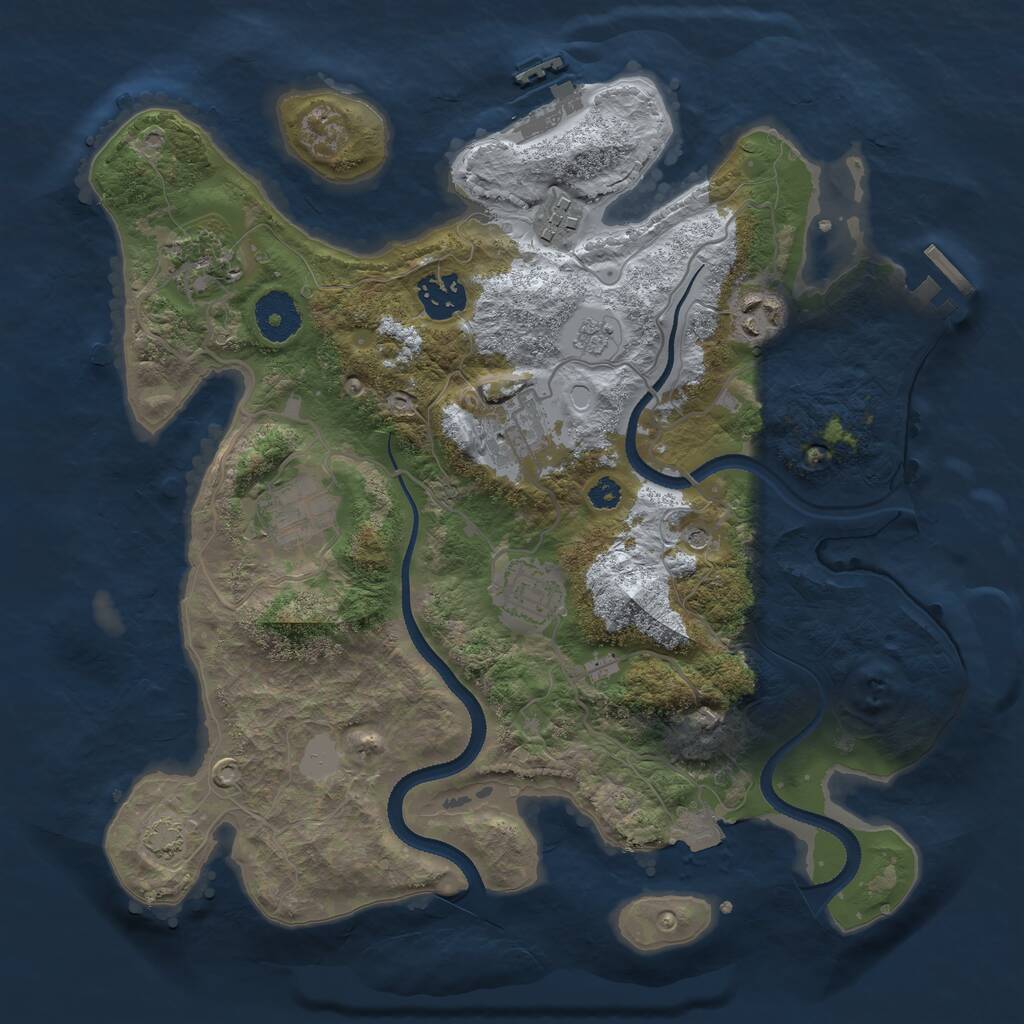Rust Map: Procedural Map, Size: 3250, Seed: 847261903, 13 Monuments