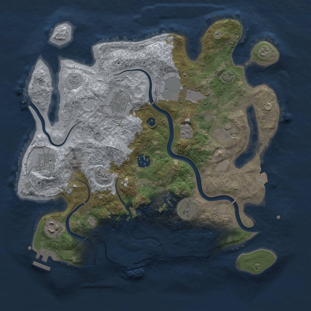 Rust Map: Procedural Map, Size: 3500, Seed: 52487889, 14 Monuments