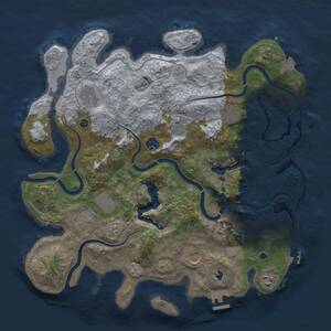 Thumbnail Rust Map: Procedural Map, Size: 4000, Seed: 2080126733, 14 Monuments