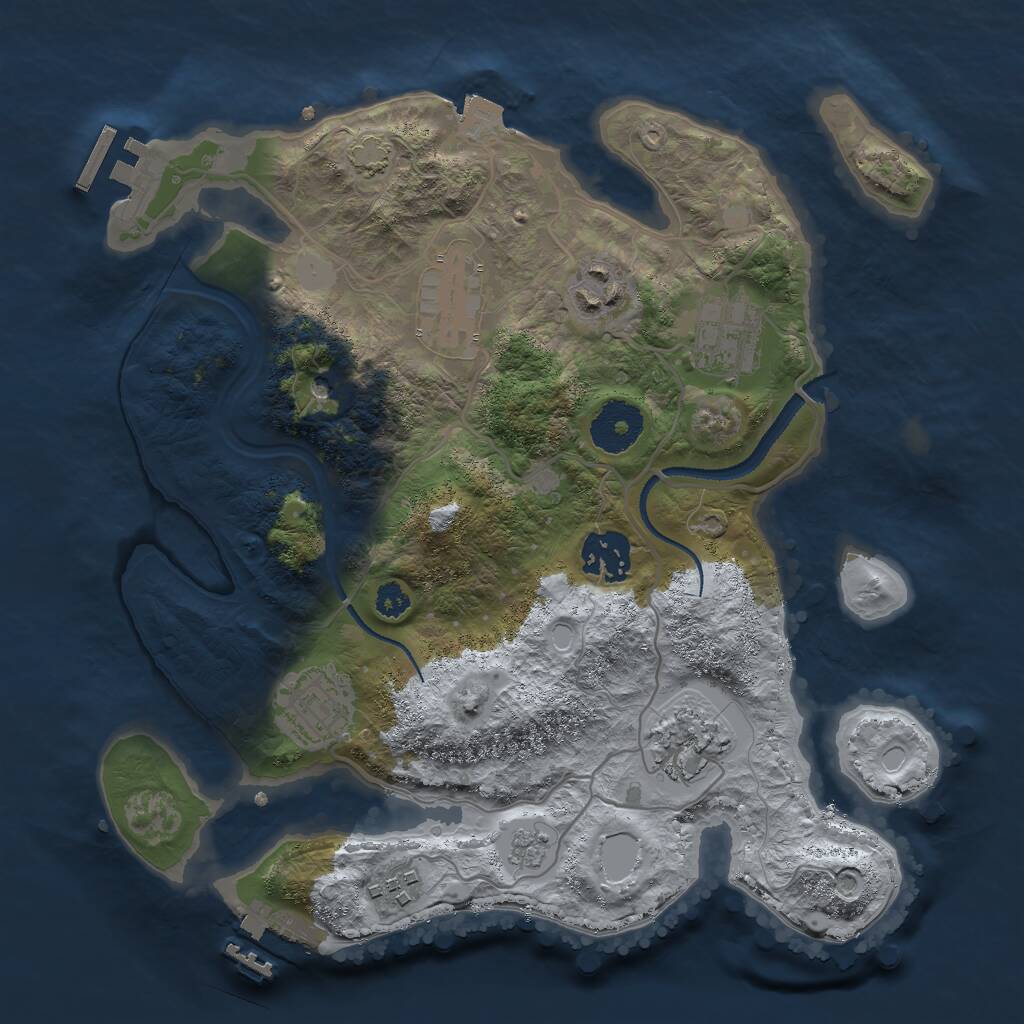 Rust Map: Procedural Map, Size: 3000, Seed: 408343349, 13 Monuments