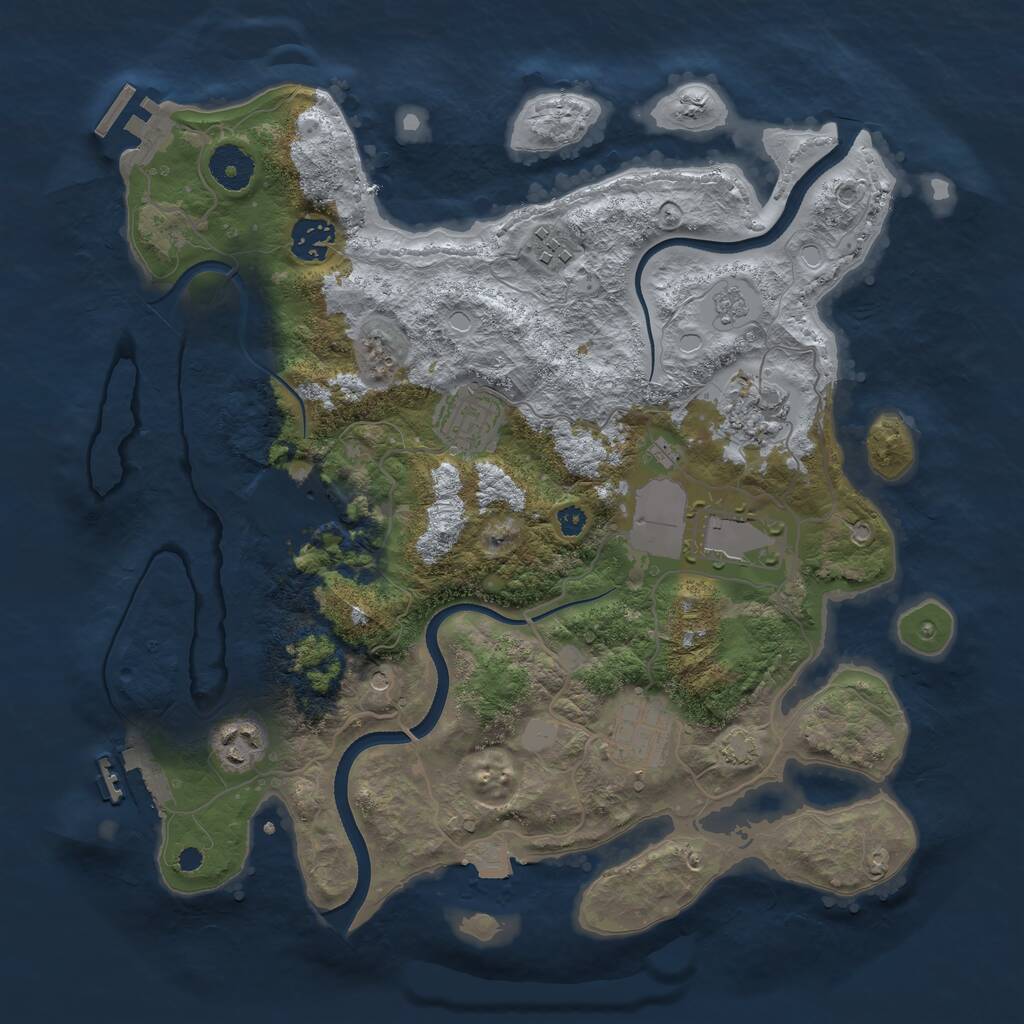 Rust Map: Procedural Map, Size: 3500, Seed: 303058595, 14 Monuments