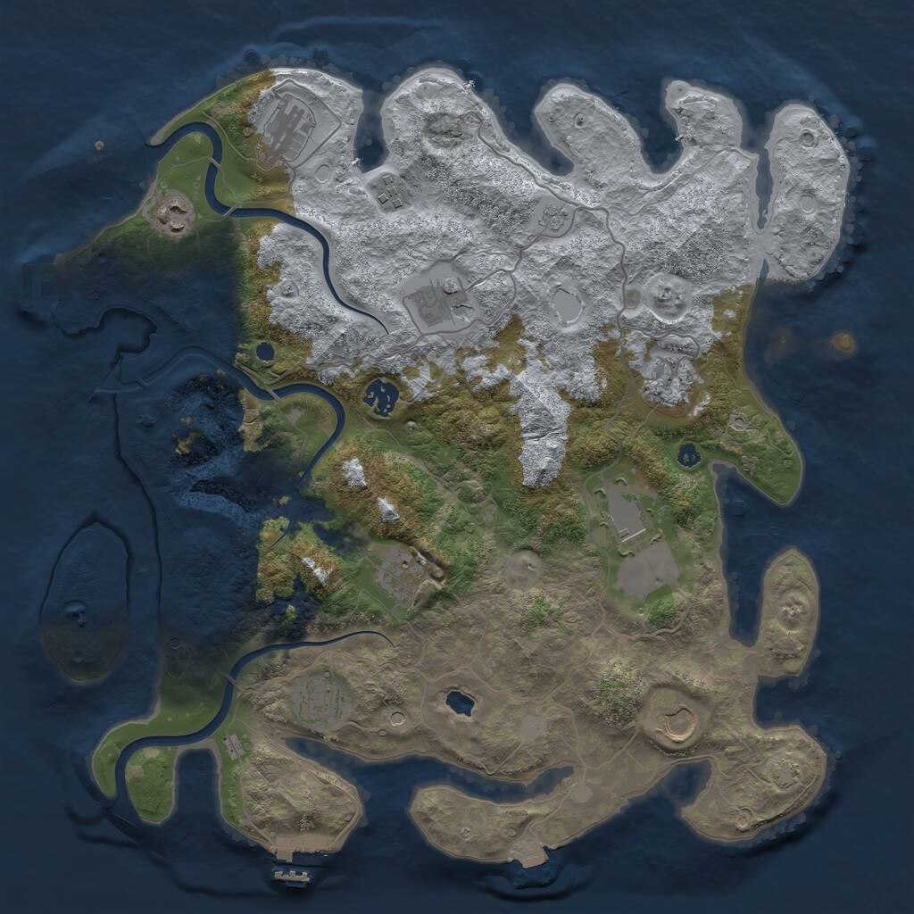 Rust Map: Procedural Map, Size: 4000, Seed: 1101022473, 16 Monuments