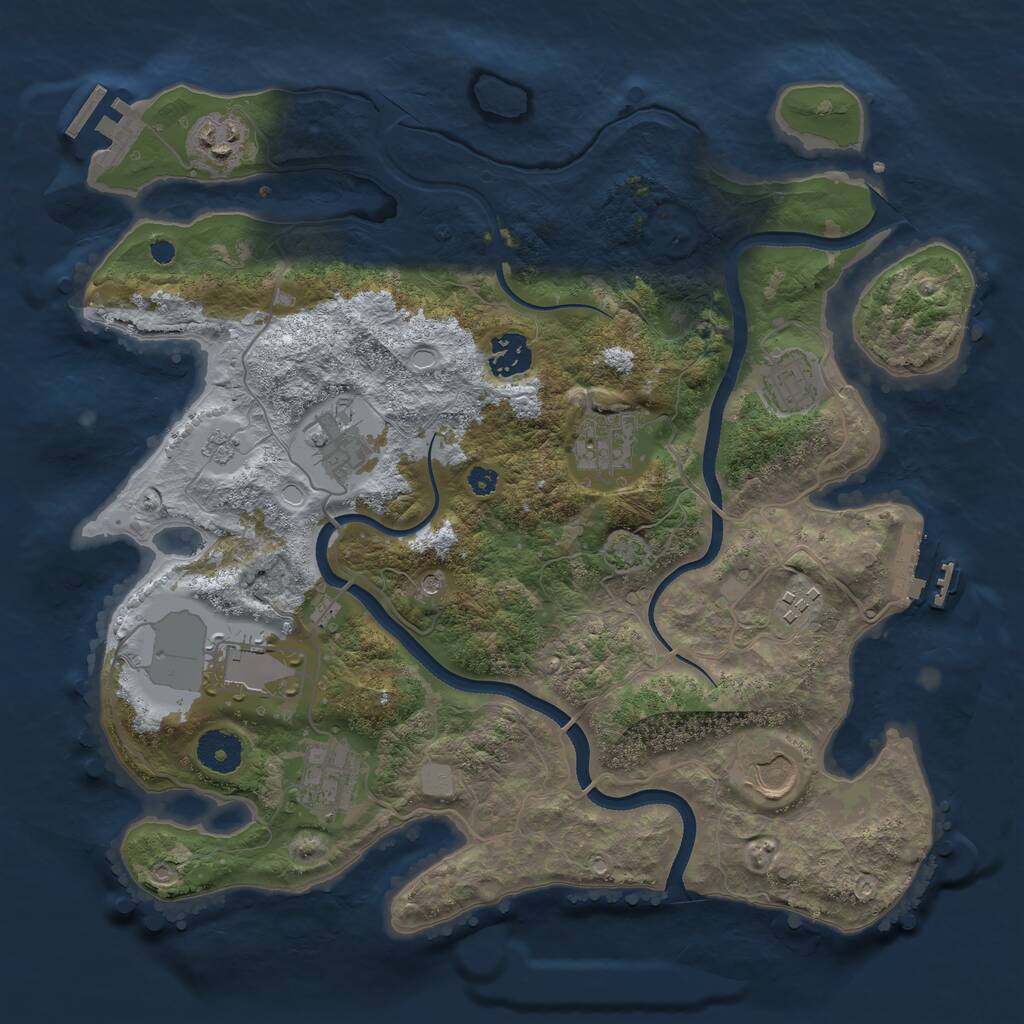 Rust Map: Procedural Map, Size: 3500, Seed: 1410113032, 15 Monuments