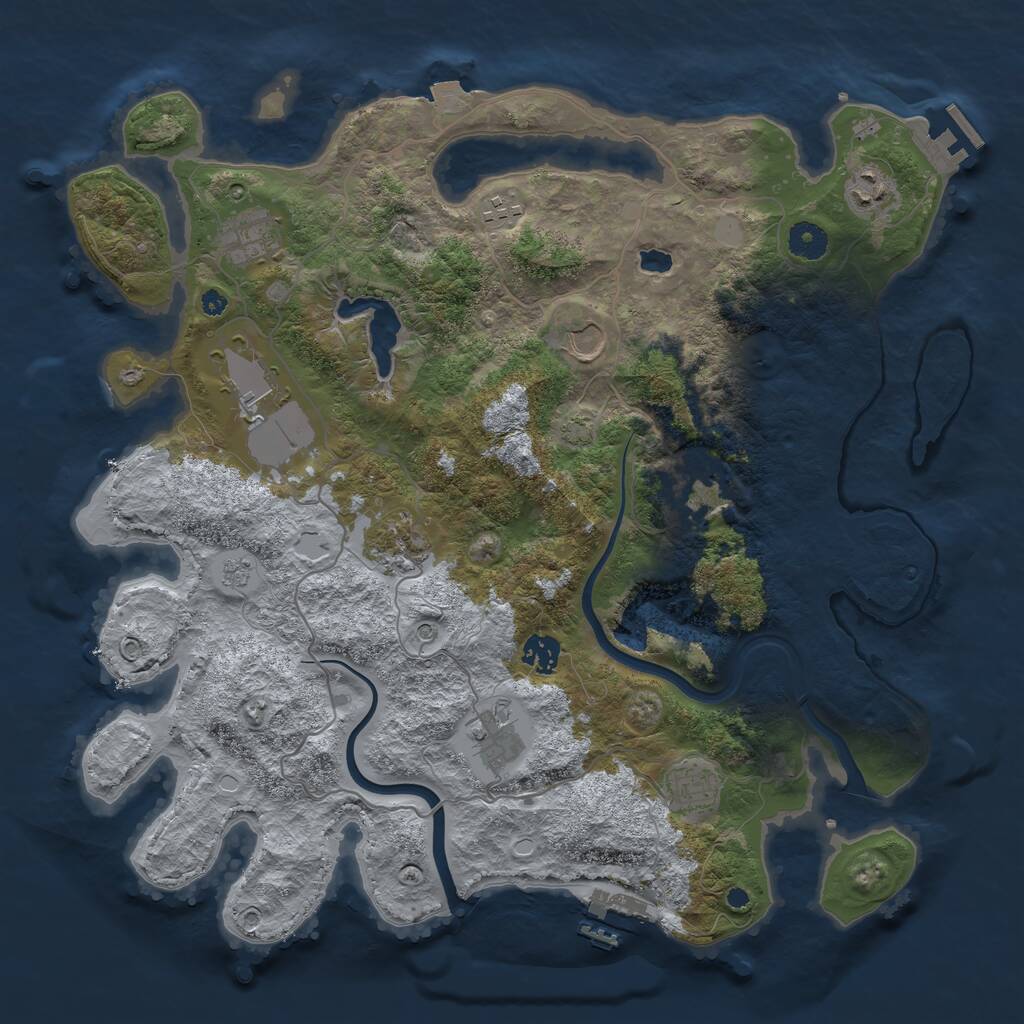 Rust Map: Procedural Map, Size: 4000, Seed: 1377820095, 16 Monuments