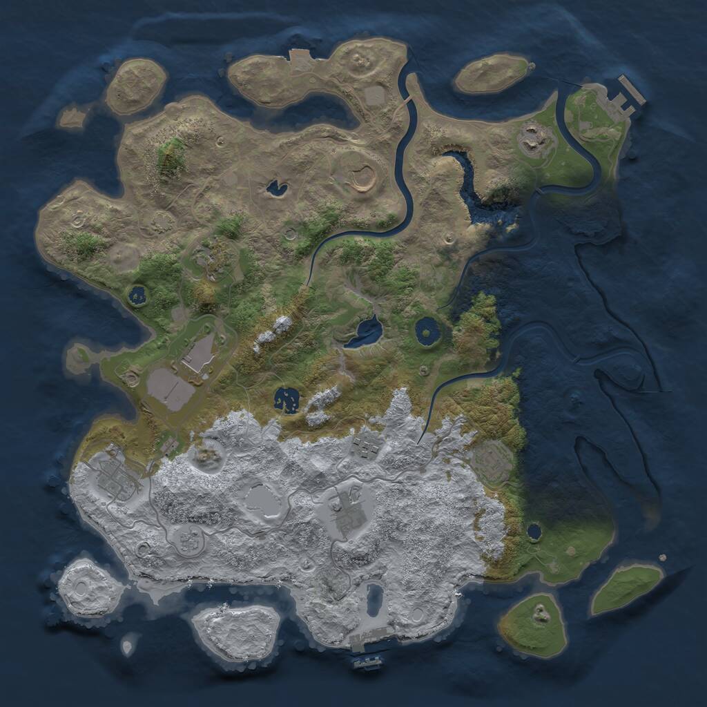 Rust Map: Procedural Map, Size: 4000, Seed: 1054358991, 15 Monuments