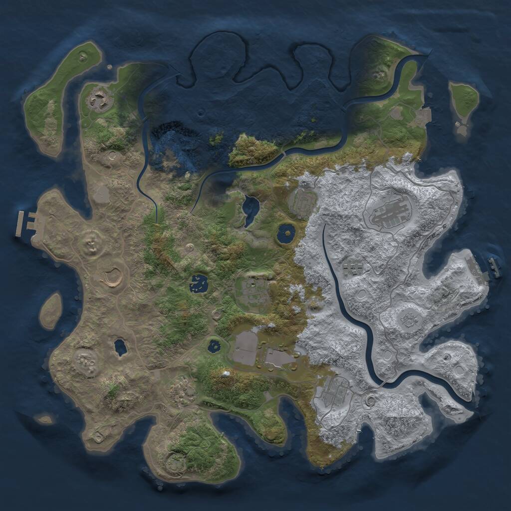 Rust Map: Procedural Map, Size: 4000, Seed: 2105570135, 16 Monuments