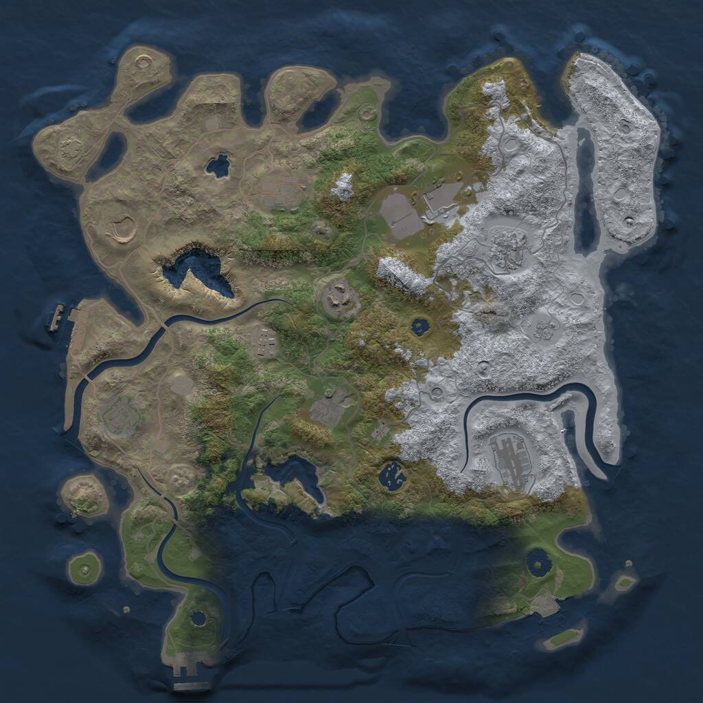 Rust Map: Procedural Map, Size: 4000, Seed: 568171539, 16 Monuments