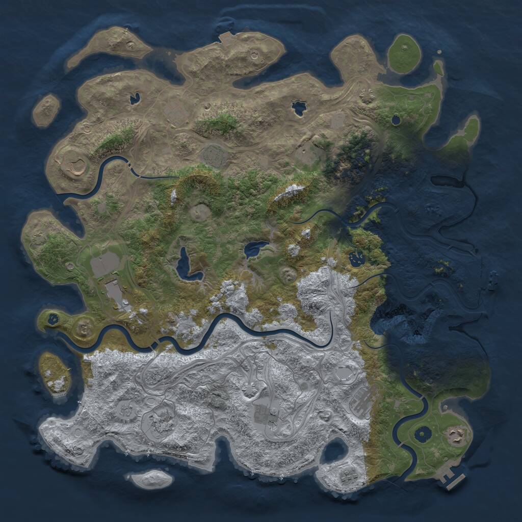 Rust Map: Procedural Map, Size: 4800, Seed: 1107225471, 17 Monuments