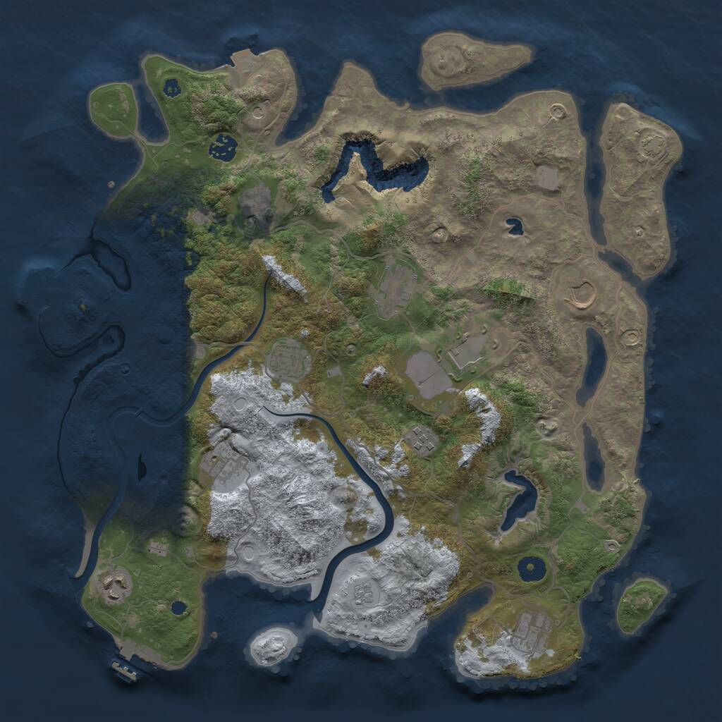Rust Map: Procedural Map, Size: 4000, Seed: 351122872, 16 Monuments