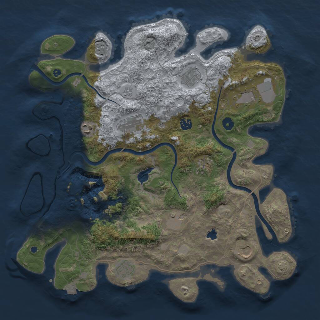 Rust Map: Procedural Map, Size: 4000, Seed: 53707336, 14 Monuments