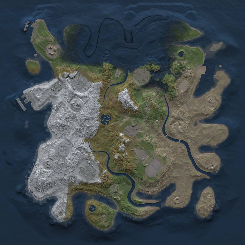 Rust Map: Procedural Map, Size: 3500, Seed: 383485112, 14 Monuments