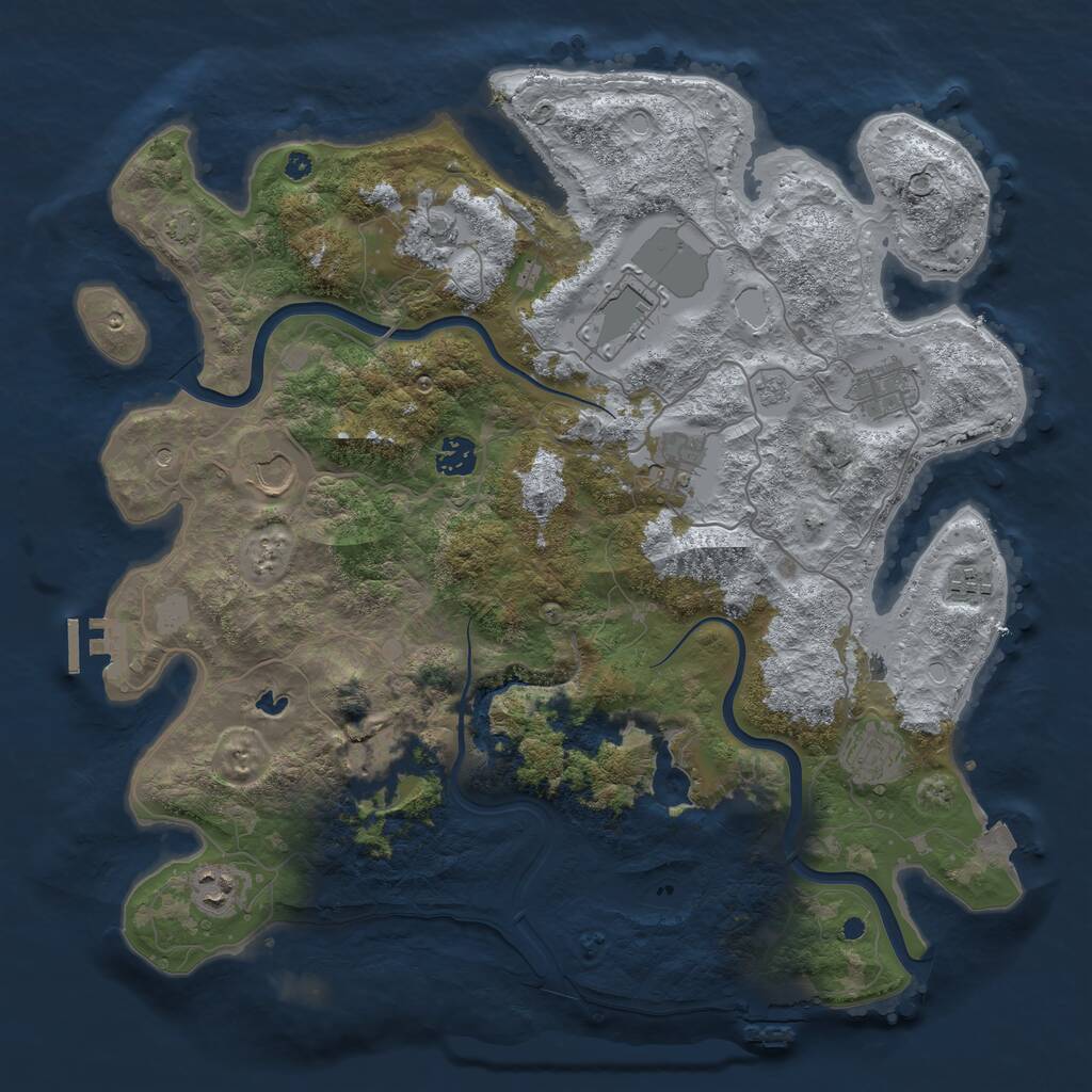 Rust Map: Procedural Map, Size: 4000, Seed: 635164146, 16 Monuments