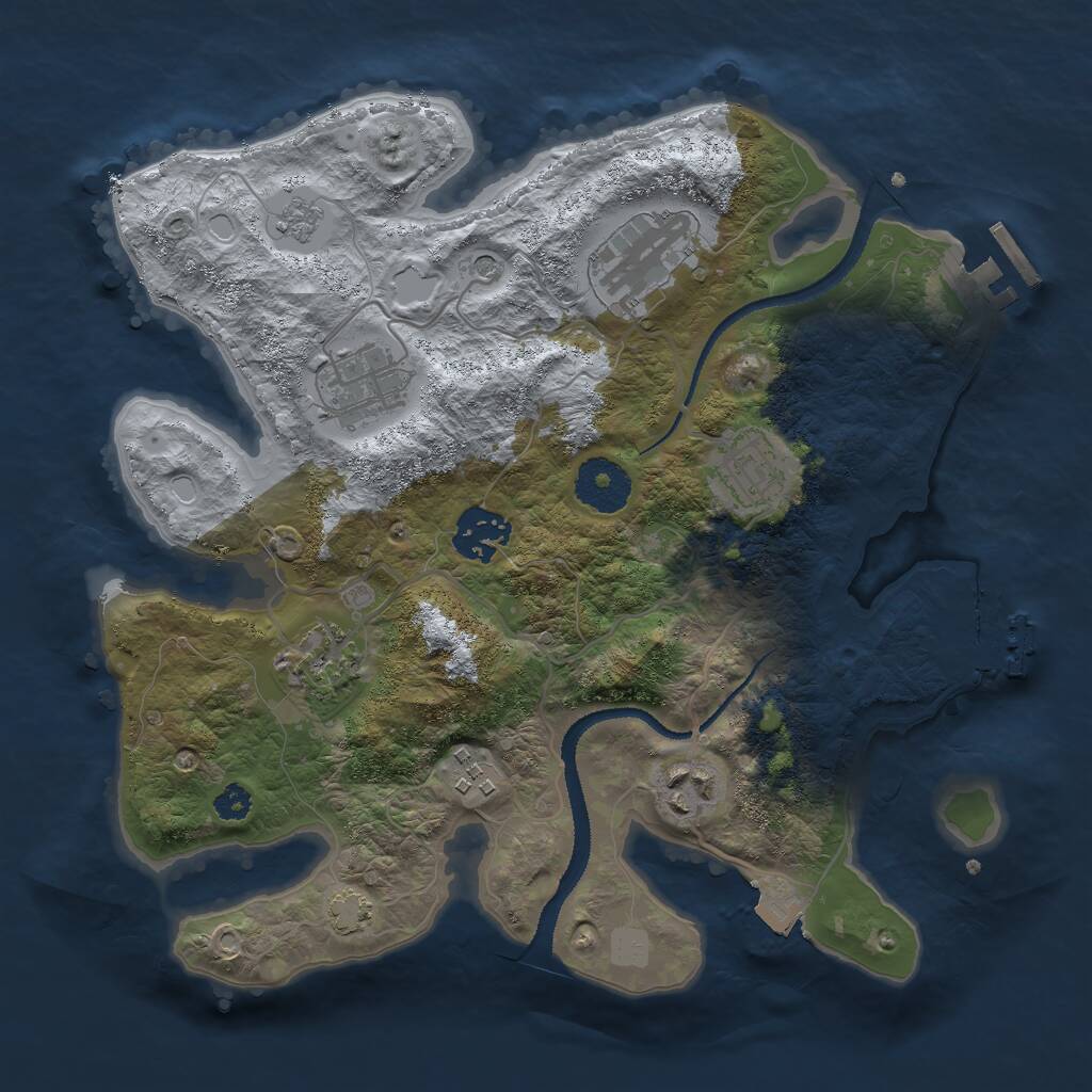 Rust Map: Procedural Map, Size: 3000, Seed: 555882199, 13 Monuments