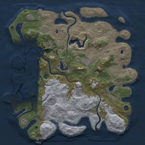 Thumbnail Rust Map: Procedural Map, Size: 4500, Seed: 53971048, 17 Monuments