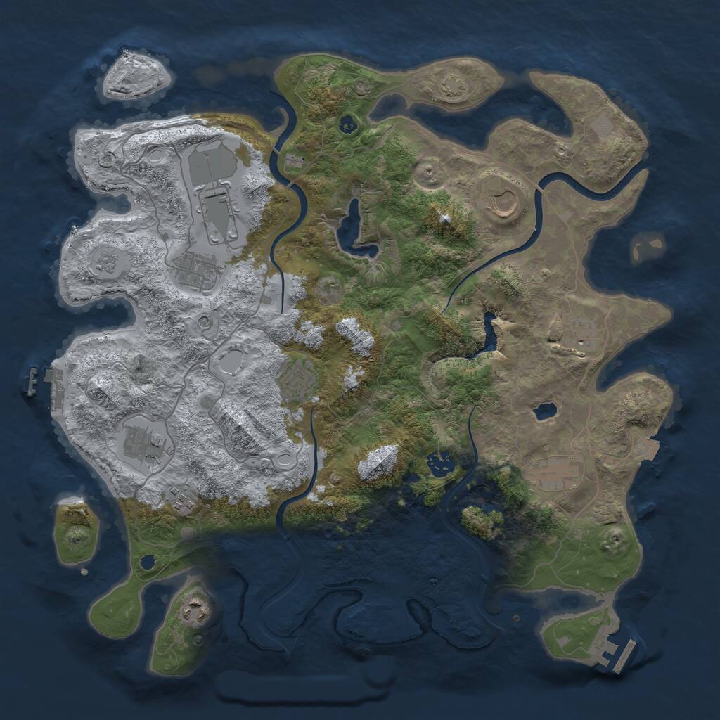 Rust Map: Procedural Map, Size: 4000, Seed: 1006466656, 16 Monuments